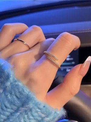 S925 Sterling Silver Plated 14K Gold Extremely Fine Opening Ring Women's Design Fashion Rig Advanced Tail Ring Fine Ring