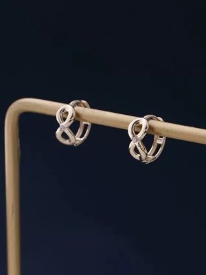 925 Sterling Silver Plated 18K Gold Unlimited Symbol Earrings Women's Simple Ear Ring Ear Buckle Exquisite Commuting Overlapped Earrings
