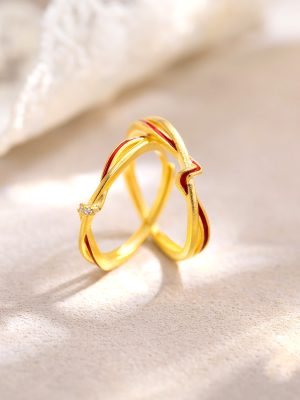 S925 sterling silver yuelao red line cross couple ring design red line winding high fashion all-match ring