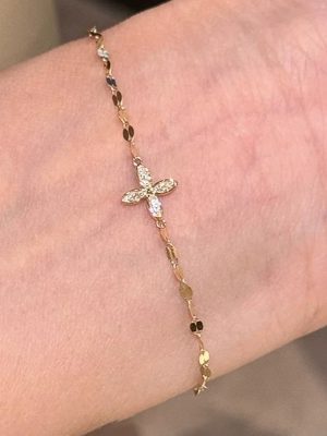 S925 Sterling Silver 14K Gold Plated Bracelet Women's Four-leaf Floret Diamond-encrusted Exquisite Chain Korean Bracelet Ouni Na