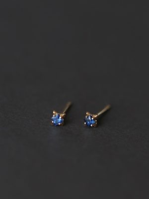 Blue Star S925 Sterling Silver Plated 18K Gold mini Zircon Earrings and Ear Holes Mini Small Invisible Japanese HME