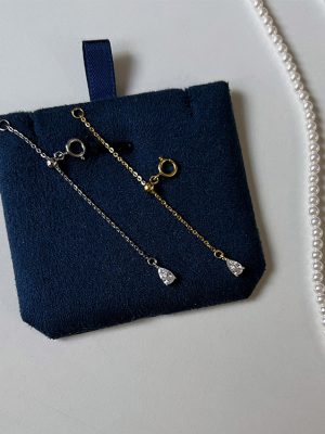 S925 Sterling Silver Water Drops Zircon Extended Chain Necklace Pull-out Length Adjustable Wind Advanced Necklace Buckle HME