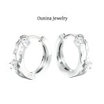 Super Design S925 Sterling Silver Plated 14K Gold Small Ear Ring Zircon Korean Elegant Exquisite Earrings Ear Buckle Female Ouni Na