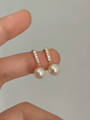 French Gentle S925 Silver Gold Plated Shijia Pearl Earrings Design Light Luxury High-grade Earrings Fashion Earrings