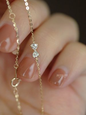 Knock sweet! S925 Silver Plated 14K Gold Fine Flash Fine Bow Inlaid Extremely Fine Bracelet Japanese Gift HME