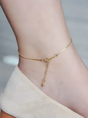 S925 Sterling Silver Plated 14k Gold Extremely Fine Snake Bone Anklet Women's Design Simple Ins Style Anklet