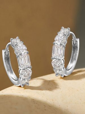 "Double Star Sequence" S925 Sterling Silver Plated 18K Gold Inlaid Zircon Light Luxury Ear Ring Earrings Row Diamond Earrings Ear Buckle HME