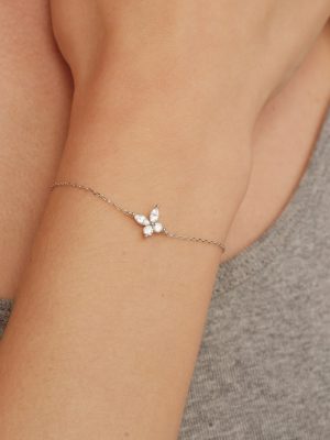 S925 Sterling Silver Gold Plated Butterfly Fine Bracelet Horse Eye Zircon Light Luxury Jewelry Simple Daily Ouni Na