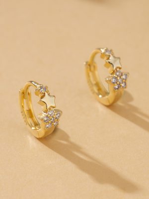 S925 Sterling Silver Distinctive Zirconium Star Ear Buckle Ins Light Luxury Design High-grade All-match Earrings for Women