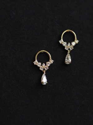 S925 Sterling Silver Plated 18K Gold Micro Set Zircon Drop Shape Earrings Female Temperament Gentle Fairy Style Earrings