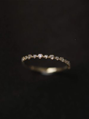 S925 Sterling Silver Plated 18K Gold Fine Rai Diamond Ring Women's Exquisite Mini Slim Stacked Wear Daily All-Match Elegant Tail Ring