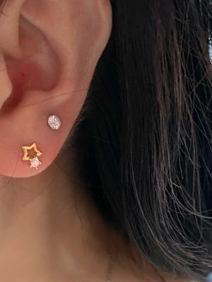S925 Sterling Silver Plated 18K Gold Star Earrings Small Fresh Simple Five-pointed Star Zircon All-match Ins Delicate Earrings