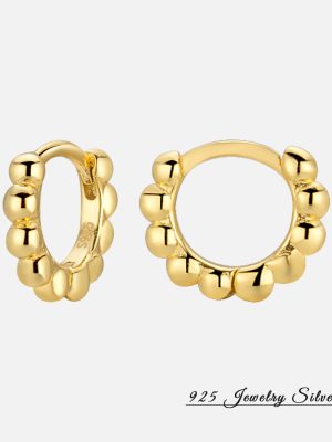 Korean style simple smooth beaded s925 sterling silver earrings ins style fashion beaded small circle earrings