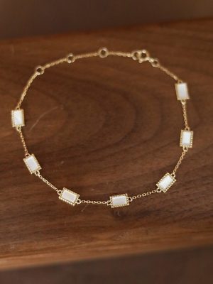 Daydream S925 Sterling Silver Plated 18K Gold White Fritillaria Bracelet Stacked Japanese Design Personality HME