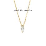 S925 Sterling Silver Gold Plated Single Diamond Super Flash Simple Necklace Women's Horse Eye Zircon High-grade All-match Clavicle Chain Ouni Na