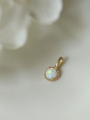 S925 Silver Plated 14K Gold Pendant Imitation Opal Colorful Stone Mini Small Round Japanese and Korean Necklace Bracelet DIY Pendant HME