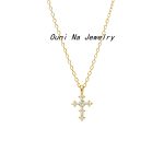 Design S925 Sterling Silver Plated 14K Gold Cross INS Cold Wind Zircon Stacked Necklace Women's Clavicle Chain Ouni Na