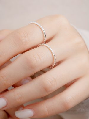 S925 Sterling Silver Korean Style All-Match Ins Style Design Texture Ring Stacked with Closed Mouth Finger Ring for Women