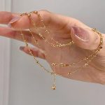 S925 sterling silver plated 18K gold gypsophila necklace clavicle chain car flower bead element chain fairy chain ins style Korean style light luxury