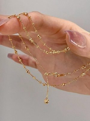 S925 sterling silver plated 18K gold gypsophila necklace clavicle chain car flower bead element chain fairy chain ins style Korean style light luxury