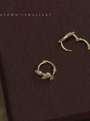 S925 Sterling Silver Gold Plated Ear Buckle Mori Style French Romantic Gentle Leaf Earrings Earrings Earrings for Women HME
