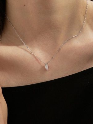 S925 Sterling Silver Platinum Plated Horse Eye Zircon Pendant Mini Classic Simple Necklace Fashion Commuter Clavicle Chain Women