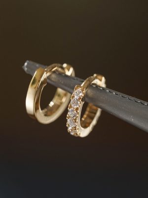 S925 Silver Plated 18K Gold Mini Small Auricle Ring Ear Small Ring Comfortable Low-profile smooth Zircon Ear Buckle Earrings HME