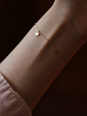 S925 Sterling Silver Plated 14K Gold Fine Bracelet Women's Elegant All-match Simple English Love Pin Mini Hand Jewelry