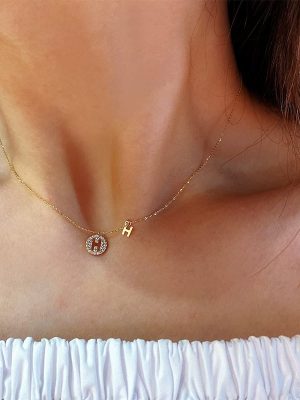 S925 Sterling Silver Plated 14K Gold H Letter Necklace Women Light Luxury Design High Clavicle Chain Ouni Na