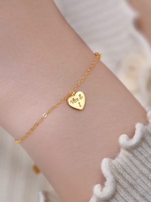 S925 Sterling Silver Plated 18K Gold English Love Pin Bracelet Women's Simple Elegant All-Match Sweet High-End Bracelet