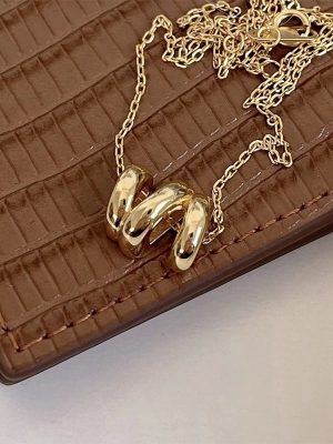 925 Silver Plated Simple Advanced Geometric Design Clavicle Chain Wavy Pendant Necklace Female Temperament Ins Cold Style
