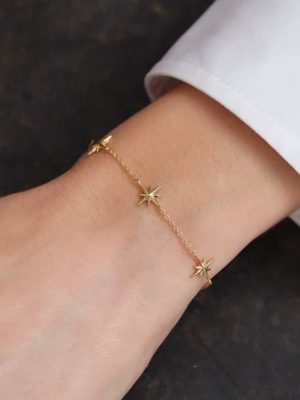S925 sterling silver plated 14K gold six-pointed star bracelet women's light luxury design 2025 new high-end ins style Ouni Na