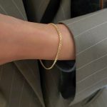 S925 Sterling Silver Plated 14K Gold Minimalist Side Chain Xi Ping Cuban Chain Bracelet High All-match Fashion Plain Chain Ouni Na