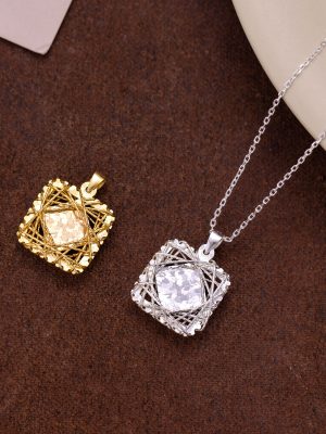 S925 Sterling Silver Crushed Ice Geometric Sugar Necklace Single Pendant Fashion All-match Hammer Flash Diamond Clavicle Chain