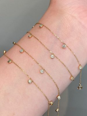 S925 Sterling Silver Plated 18K Gold Women's Stingy Bubble Zircon Bracelet Simple and Extensive HME