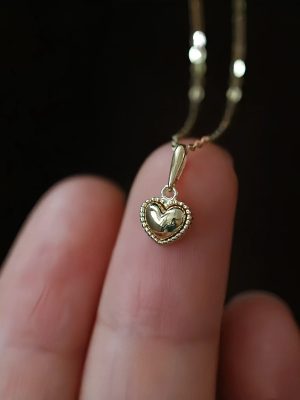 S925 Sterling Silver Plated 14K Gold Love Pendant Necklace Women's Cute Elegant Simple All-match Clavicle Chain