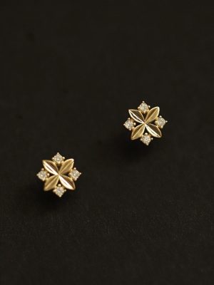 S925 Silver Plated 18K Gold Cross Small Flower Zircon Earrings Elegant Ins Style Light Luxury New Earrings Earrings