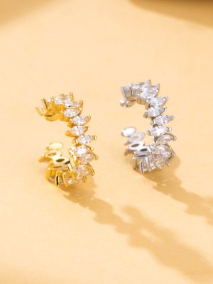 S925 Sterling Silver Diamond Zircon Ear Clip Light Luxury Ins Simple All-match High-grade Ear Clip Distinctive Women's Earrings