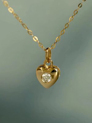 S925 Sterling Silver Plated 16K Gold Simple Diamond-encrusted Love Necklace Women's Classic Design Light Luxury High-grade All-match Collarbone