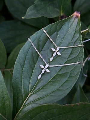 S925 Sterling Silver Gold-plated Necklace Women's Japanese and Korean-style Diamond Zircon Cross Commuter All-match High-grade Ins Clavicle Chain HME