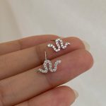 S925 Sterling Silver Snake Diamond Earrings Women's Light Luxury Design Earrings All-match Fashion Commuter Earrings Ouni Na