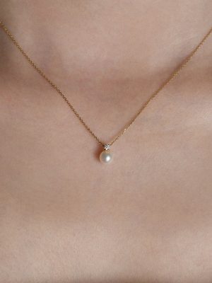 S925 Sterling Silver Plated 18K Gold Entry Luxury High-grade Shell Bead Pearl Pendant Necklace Women Minimalist Clavicle Chain Necklace HME