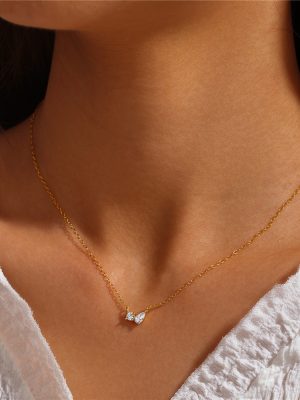 S925 Sterling Silver Gold Plated Zirconium Diamond Pendant Necklace Women's Ins Style Minimalist Personalized Clavicle Chain HME