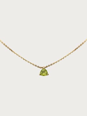 925 Sterling Silver Plated 18K Gold Olive Green Water Drop Zircon Clavicle Chain Necklace Women's Mini Pendant High-grade Fresh Style