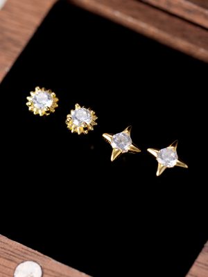 S925 Sterling Silver Japanese and Star Single Diamond Thread Ear Nail for Women Simple All-match Light Luxury High Elegant Ear Nail