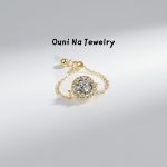 S925 sterling silver gold-plated micro-inlaid zircon opening ring women's light luxury design high-grade chain ring Ouni Na