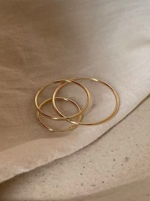 Ultra-thin ultra-light minimalist glossy earrings 925 sterling silver plated 14k gold thin hoop earrings fashionable Korean ins gold Ouni Na