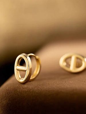 S925 Silver Plated 18K Gold Pig Nose Ear Buckle Super Good Style Full Comfortable No Burden Atmospheric Earrings HME