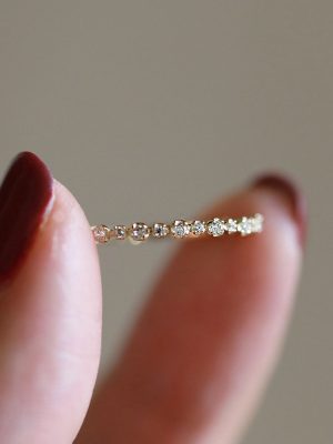 Body 925 Sterling Silver Plated 18K Gold Beautiful Rai Diamond Elegant Zircon Ring Refined Sweet Overlapping Elegant Women