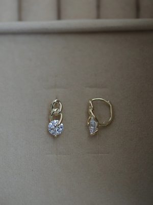 Link ~ S925 Silver Plated 14K Gold Independent and Fashionable Chain with Sex Delicate Joker Earrings Earrings Advanced HME